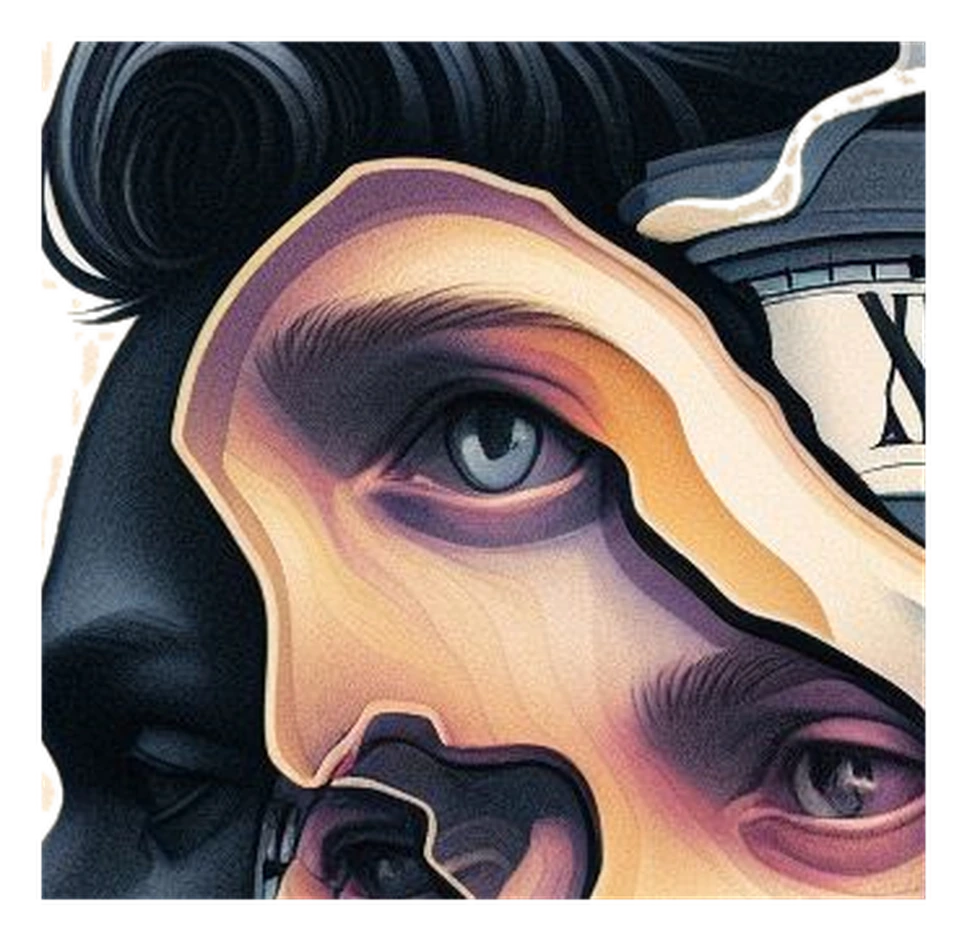 A small isolated eye fragment from the many-faced emblem.