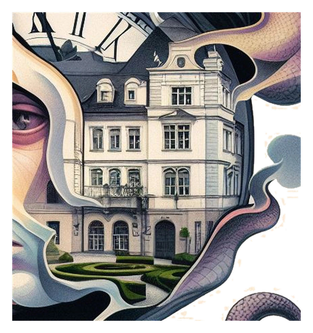 An isolated mansion fragment appearing within a ledger field.